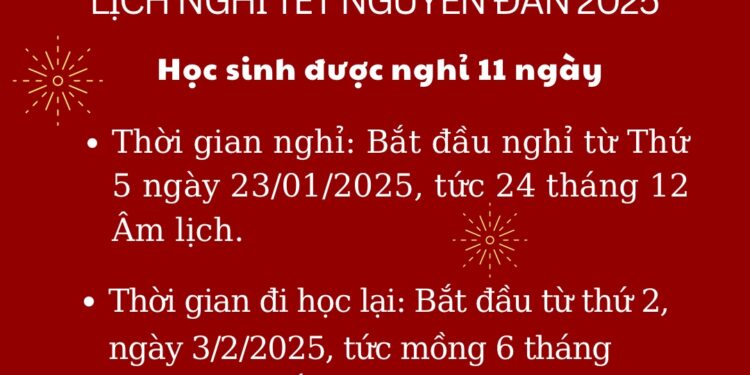 Thông báo lịch nghỉ Tết Nguyên Đán 2025