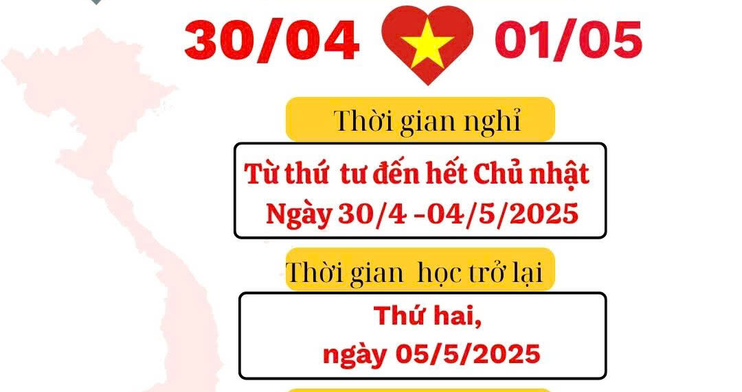 Thông báo lịch nghỉ lễ 30/4-01/5