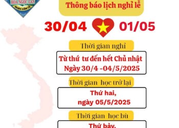 Thông báo lịch nghỉ lễ 30/4-01/5