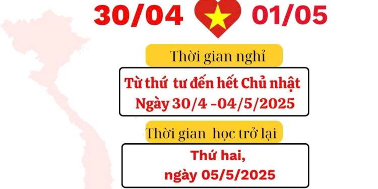 Thông báo lịch nghỉ lễ 30/4-01/5